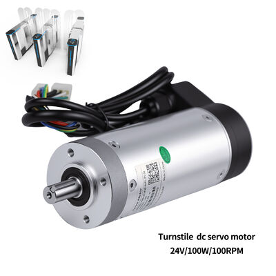 59 মিমি ফ্ল্যাঞ্জ 24V ডিসি 100W নিম্ন-তাপমাত্রা প্রতিরোধী ইন্টিগ্রেটেড গিয়ার সার্ভো মোটর, 23Nm ম্যাক্স টর্ক, 2400-লাইন এনকোডার, টার্নস্টাইল স্পিড গেট বাধা গেটের জন্য